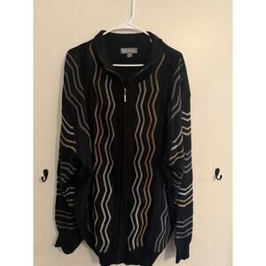 Silversilk 3XL Black Quarter Zip Knit Sweater Wave Pattern Pullover
